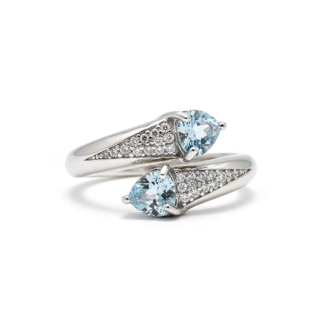 Natural Blue Topaz Sterling Silver Ring